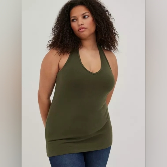 Torrid  Olive Foxy Halter Top 3x Green New NWT - Picture 4 of 9